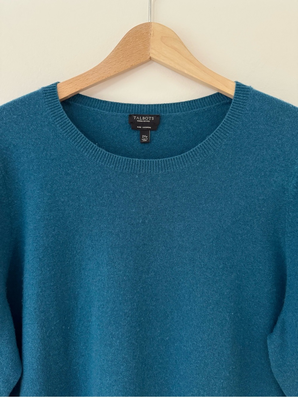 Talbots Audrey 100% Cashmere Sweater Teal Ocean Blue Plus Size 2X Petite 2XP - Picture 6 of 10